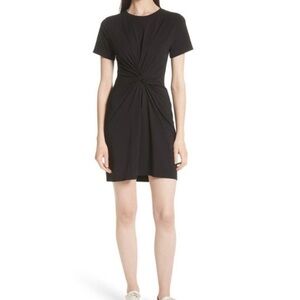 Theory Front Knot Black Tee Shirt Dress Sz M